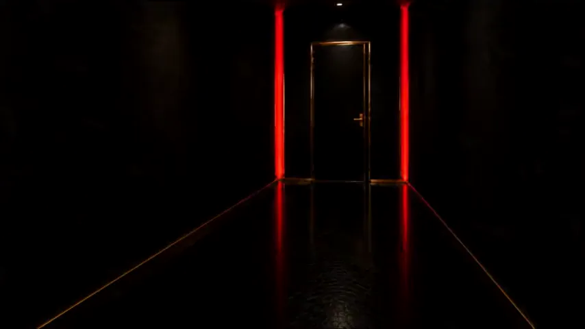 A slow walk down a corridor of red light panels into the consultation room, where Marija sits with a notepad.